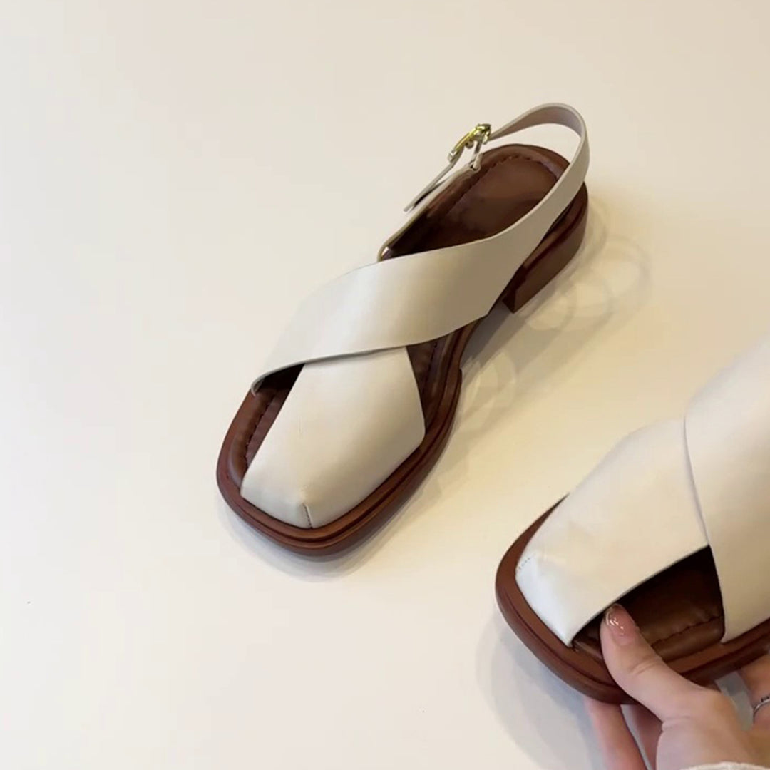 Femme Cross-Strap Læder Sandaler Stilla