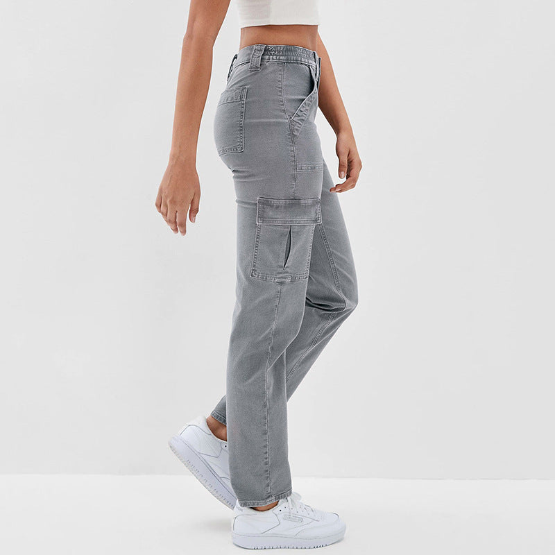 Dame Cargo-Jeans med praktiske sidelommer og moderne snit Stilla