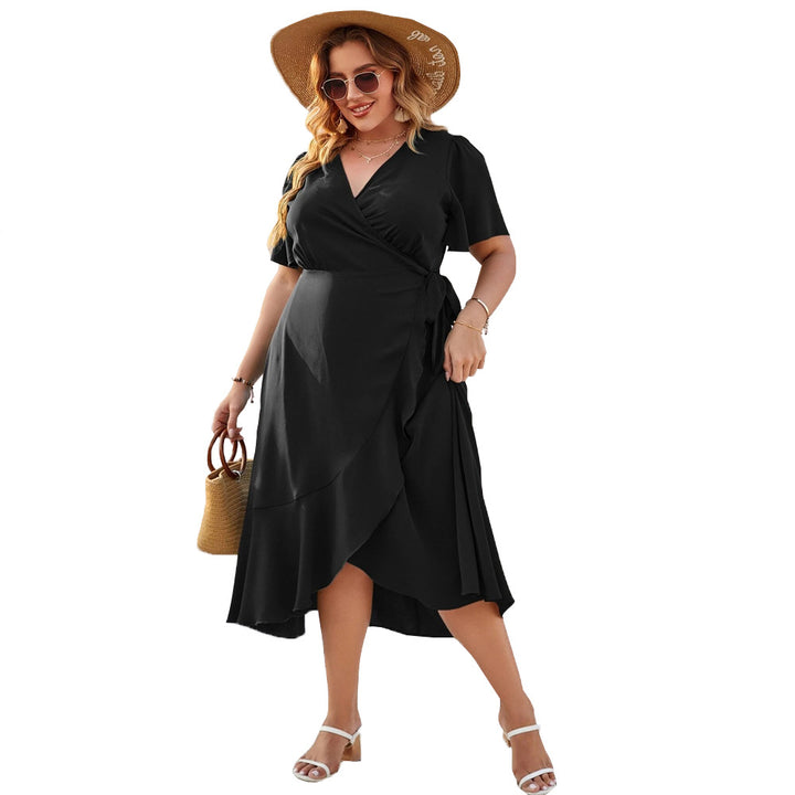 Dame Wickelmaxikjole med elegant drapering og since silhuet Skovae