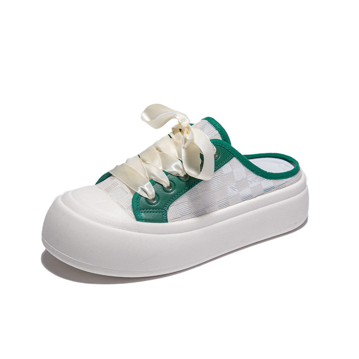 Dame Luftige Slip-On Sneakers med elegant Satin-snøresystem Stilla