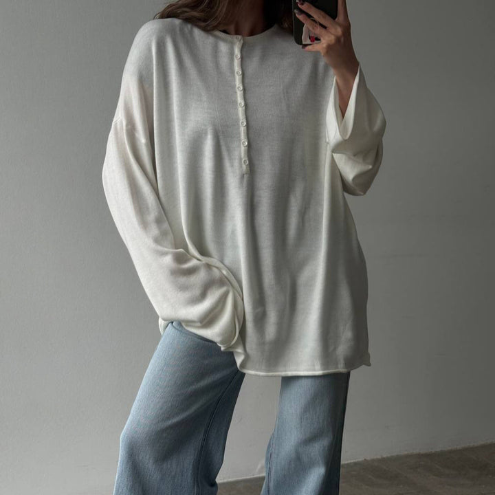 Kvinders afslappede strikkede sweater med moderne knapdetaljer Stilla