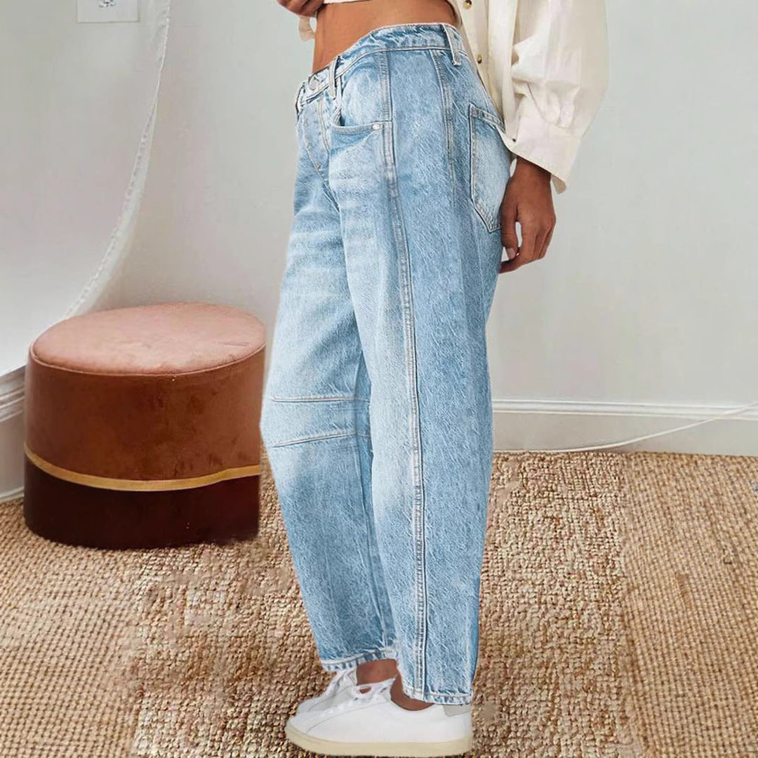 Dame Bekvemme Boyfriend Jeans med afslappet snit og modige detaljer Stilla