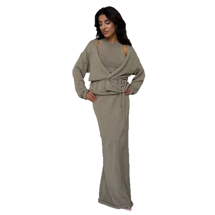 Kvinder Lang Strikket Jumpsuit med Bindedragt Stilla
