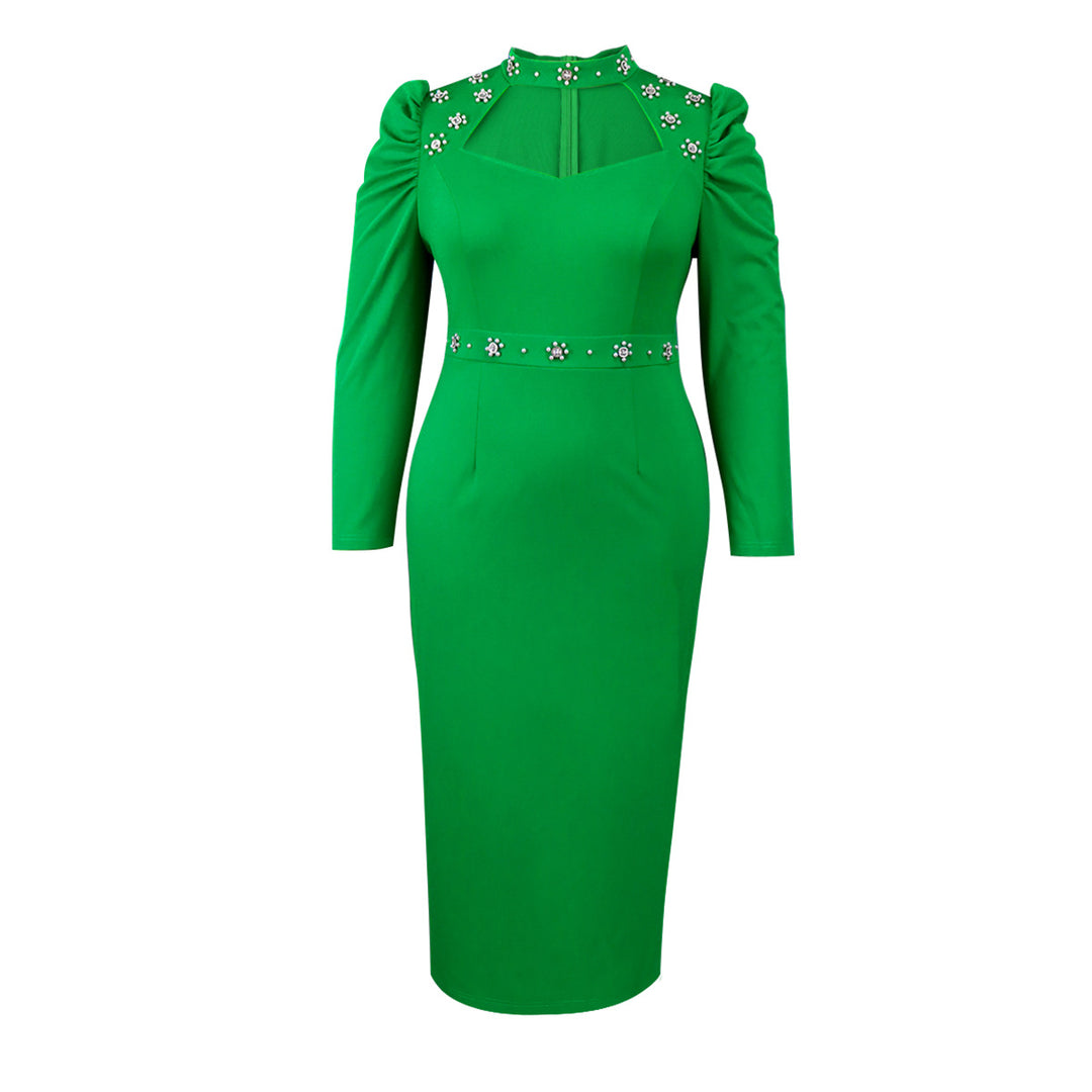 Dame Elegant kjole med asymmetrisk cut-outs og blomsterlige accenter Skovae