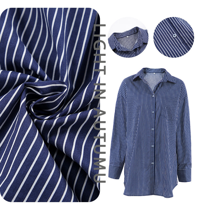 Dame Oversized Skjorte med moderne striber og afslappet snit Stilla