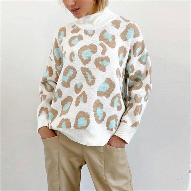 Dame strikpullover med spændende leopardmønster Stilla