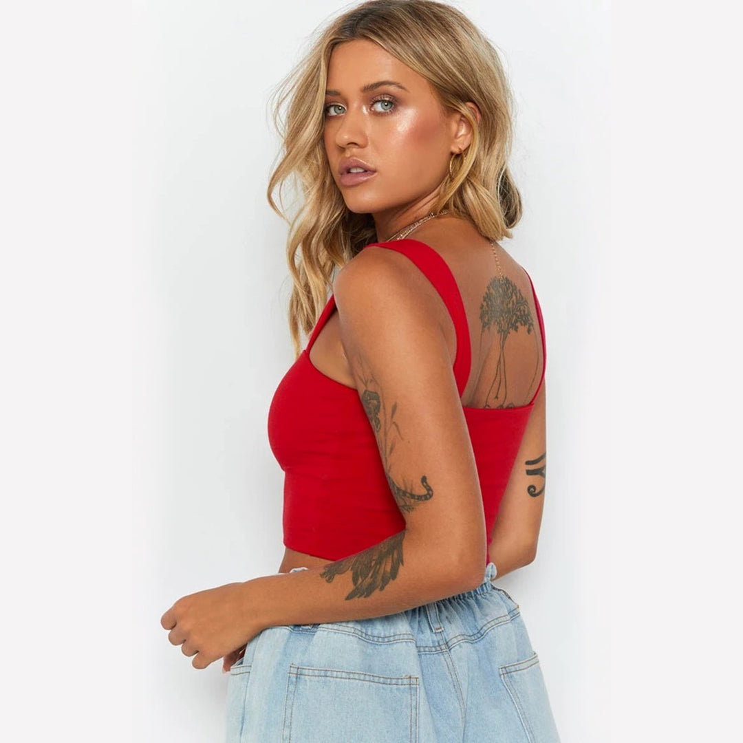 Dame Figurtilpasset Crop-Top med brede stropper Skovae