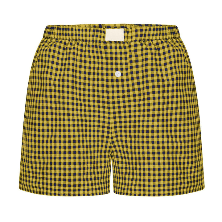 Dame afslappet bomulds kort natbukser med Gingham-mønster Stilla