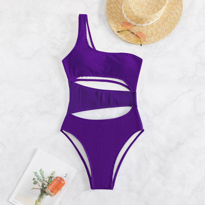 Dame one-piece badedragt med asymmetrisk design og trendy cut-outs Skovae