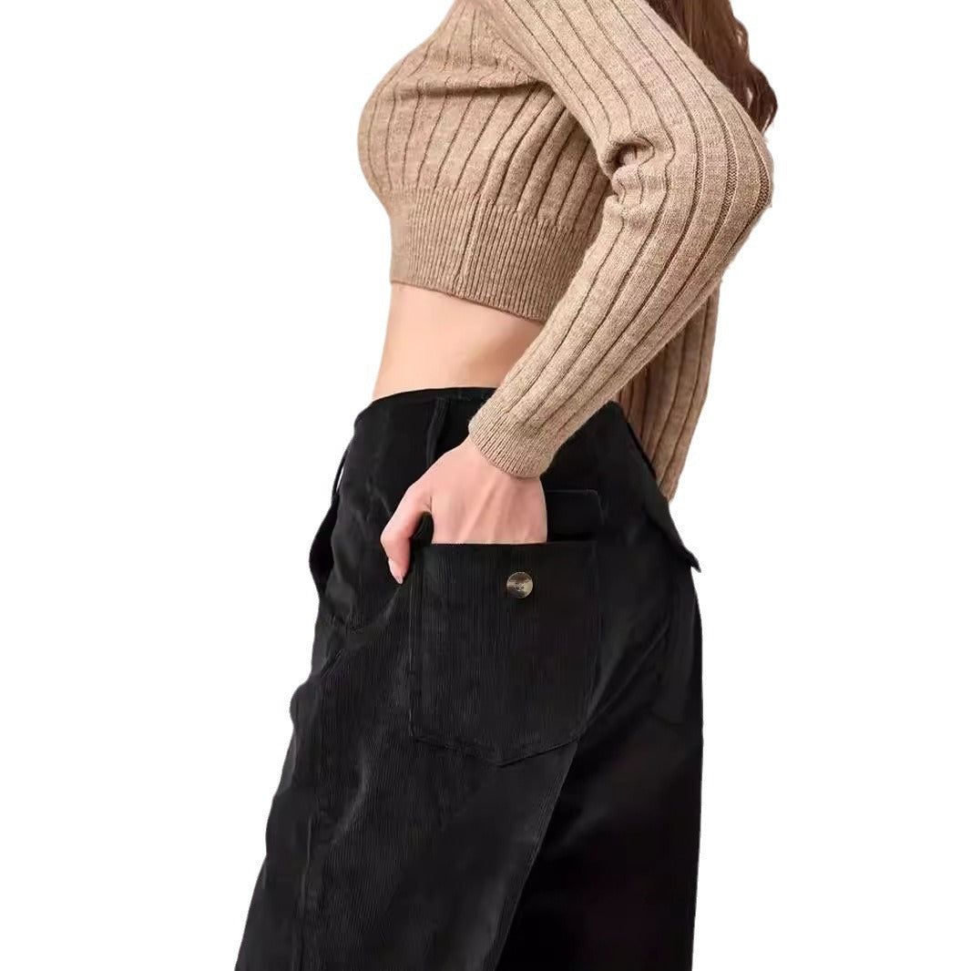 Damevidde Cordbukser med elegant plissé-look Stilla