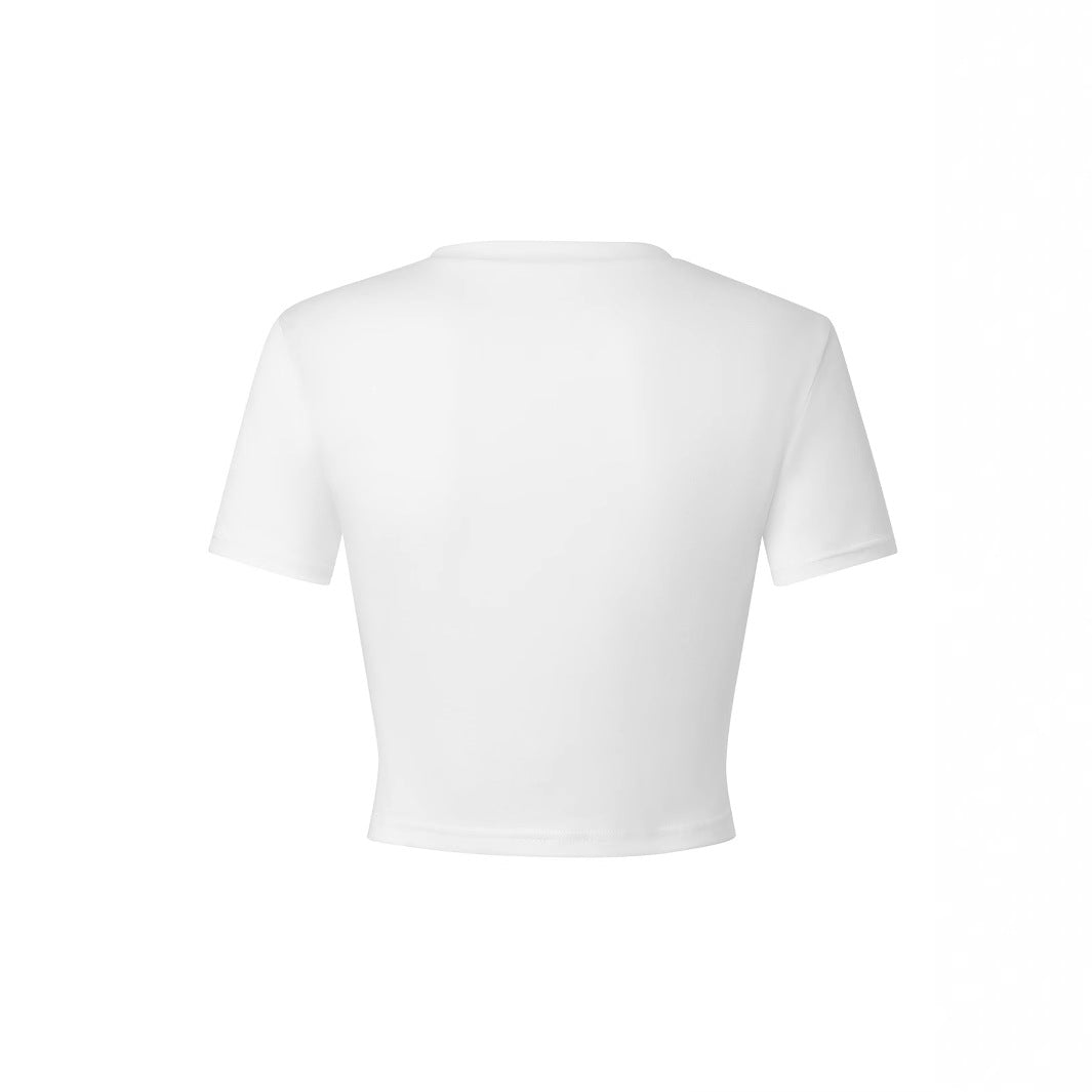 Dame Crop-T-Shirt med glat kirsebærmotiv og løs pasform Skovae
