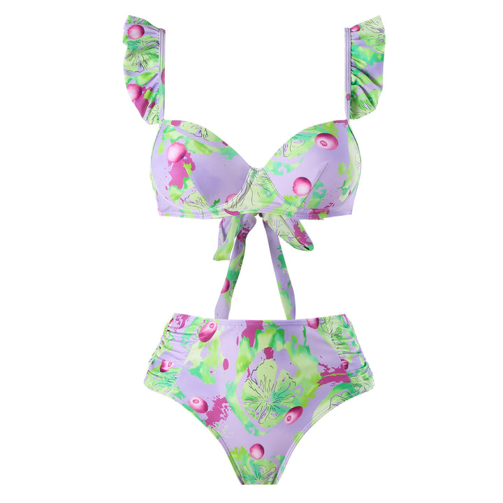 Dame bikini-sæt med blomstret top og maxi-nederdel Stilla