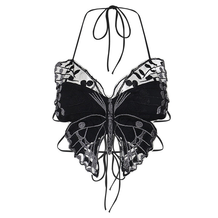 Damer Sommerfugleprydet Crop-Top Stilla