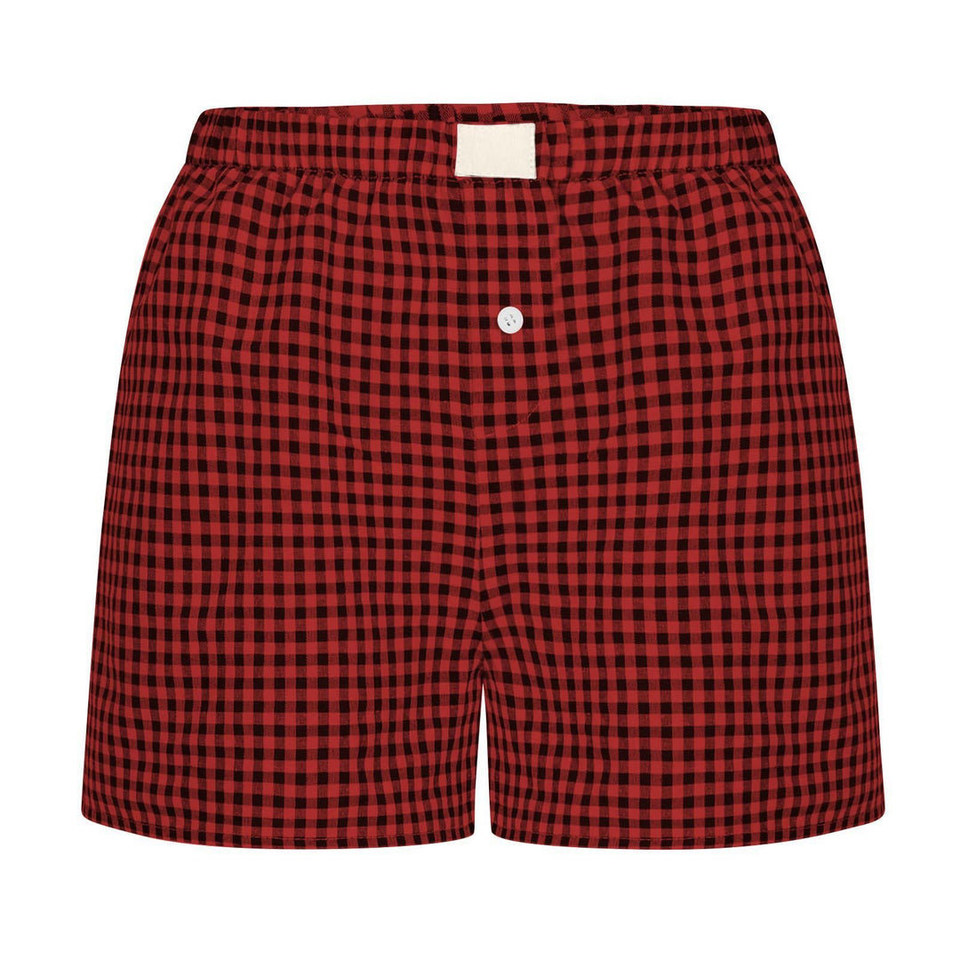 Dame afslappet bomulds kort natbukser med Gingham-mønster Stilla