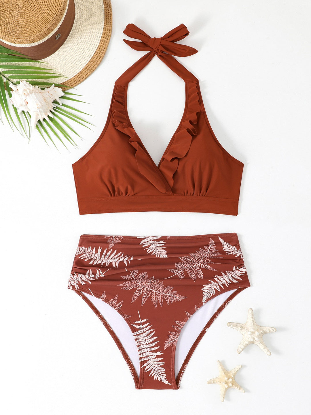 Dame Højskåret Bikinis med elegant flæse og blomster mønster Stilla