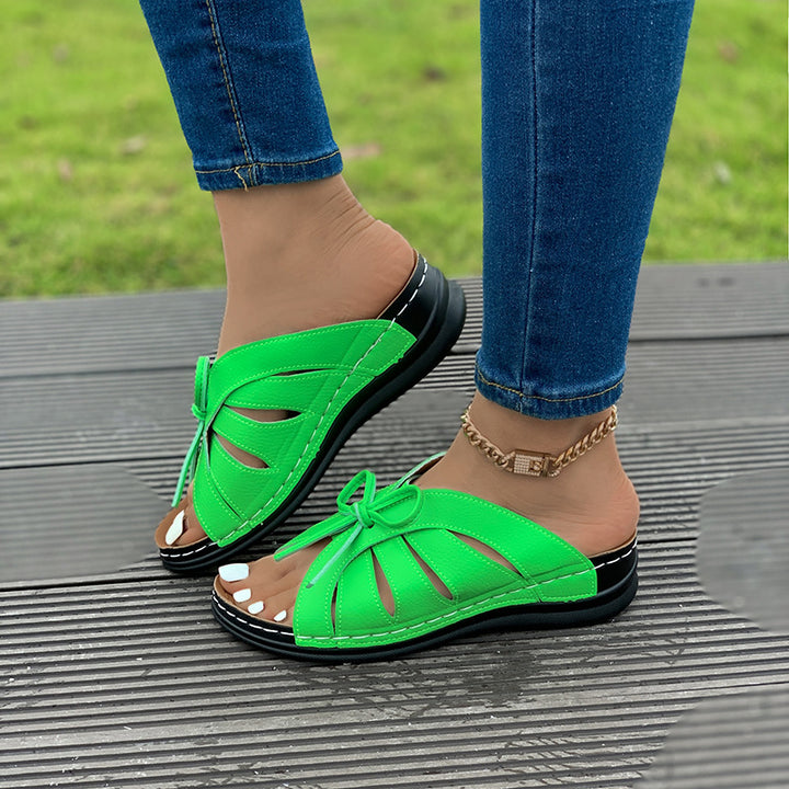Dame Komfortable Slip-On Sandaler med modigt Sløjfe-Design Stilla