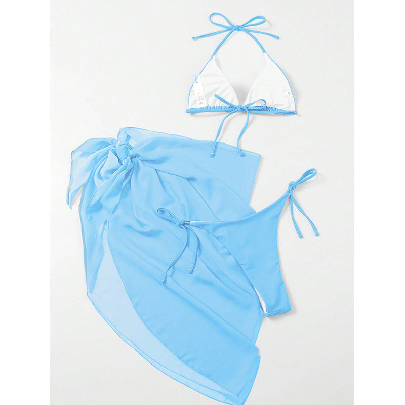 Dame triangel-bikini med elegant omslagsskørt Skovae