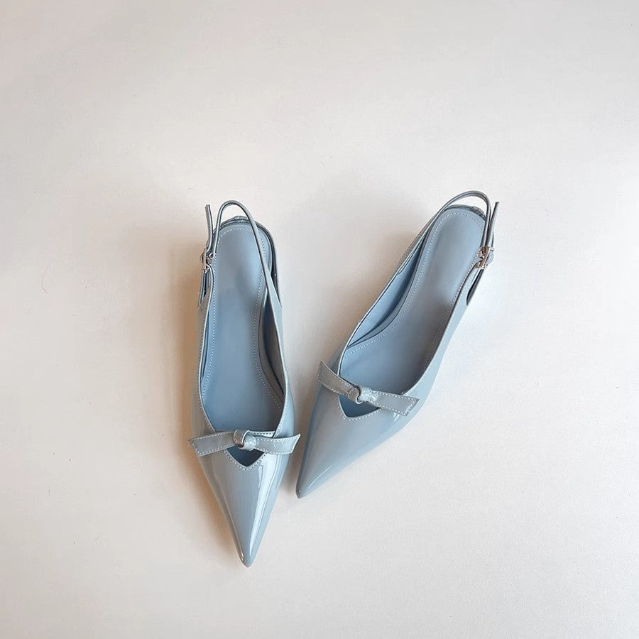 Dame Slingback Ballerinaer med spids tåparti og dekorativ bue Stilla