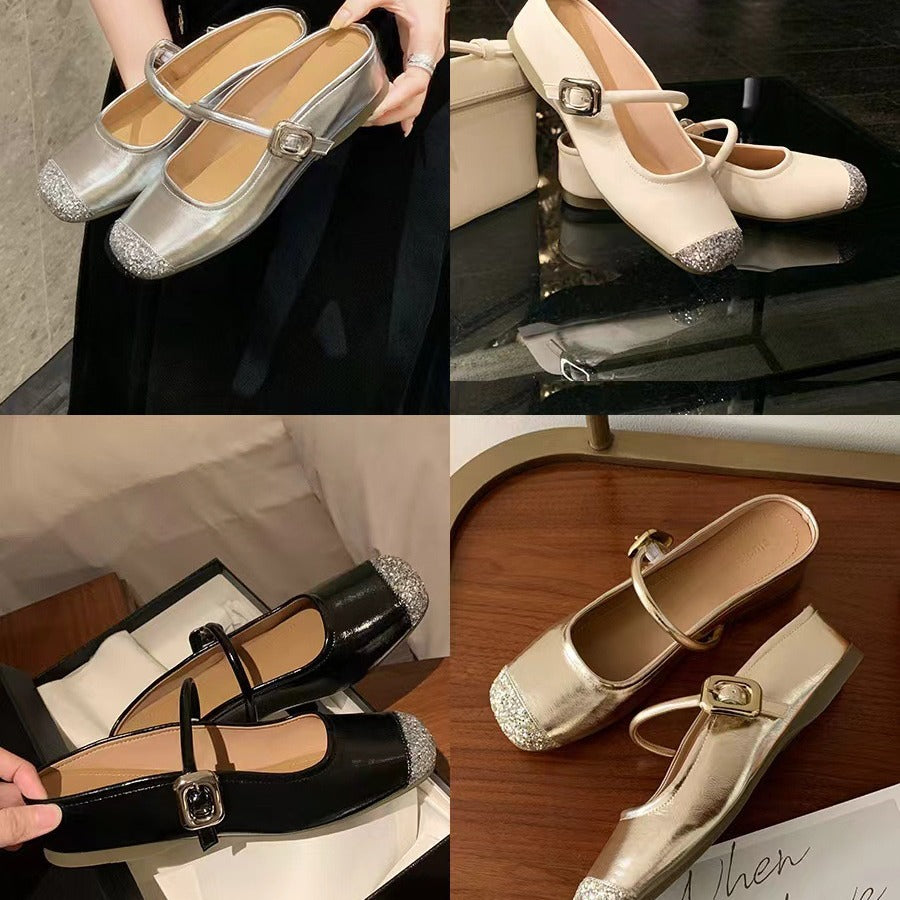 Damer Glimmer Bånd Ballerinas Stilla