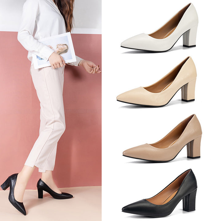 Dame Pumps med elegant blokhæl og spidse design Stilla
