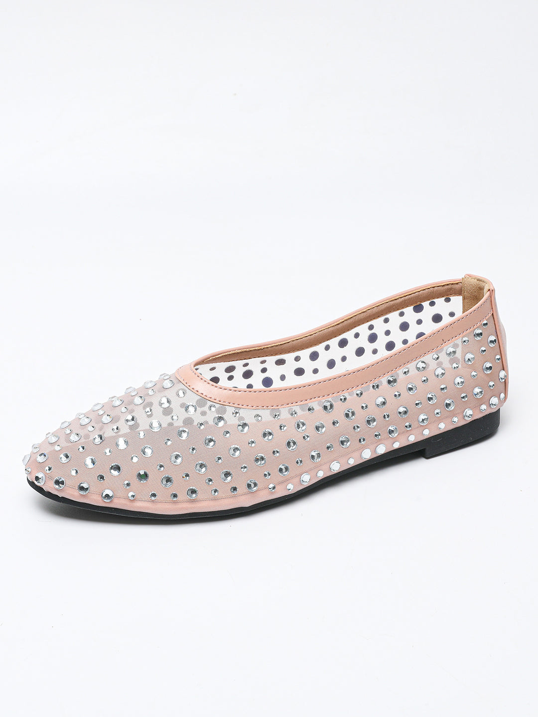 Dame ballerinas med glitrende strass sten og gennemsigtigt netmateriale Stilla