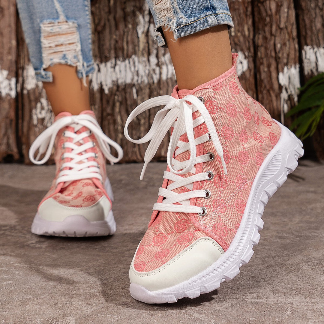 Dame High-Top Sneakers med moderigtigt logomønster og skridsikker sål Stilla