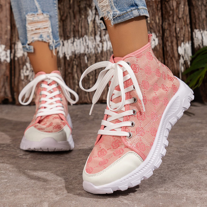 Dame High-Top Sneakers med moderigtigt logomønster og skridsikker sål Stilla