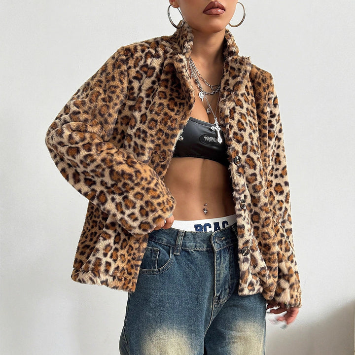 Kvindelig elegant leopardprint blazerjakke Stilla