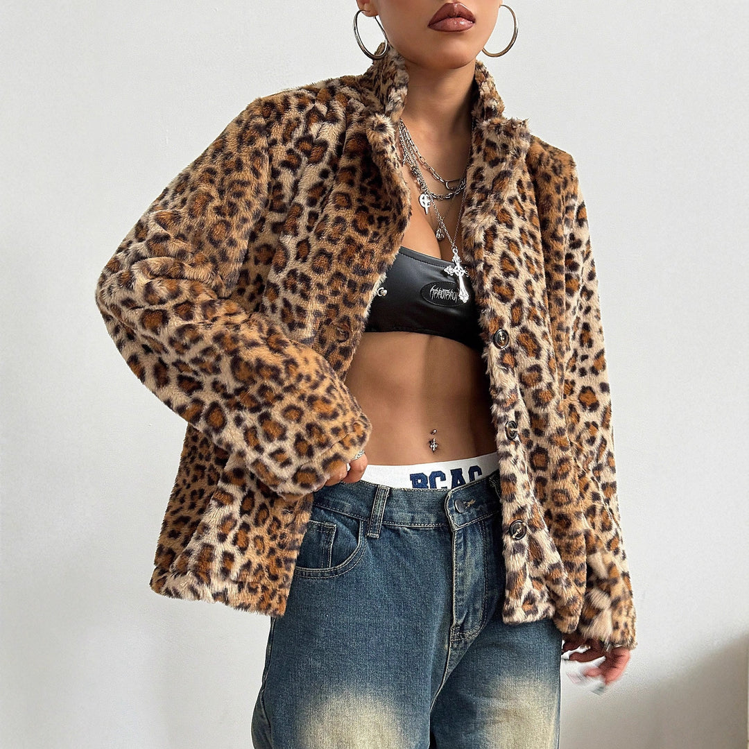 Kvinders elegante leopardprint blazerjakke Stilla