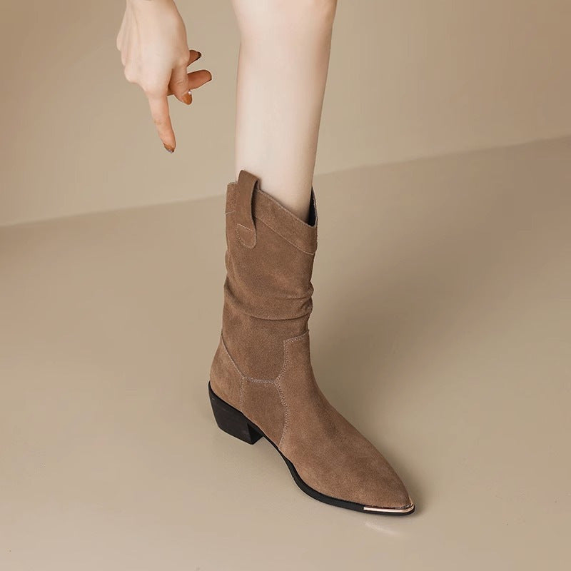 Femme Slouchy Western-inspirerede Ankel Støvler med spids tå Stilla