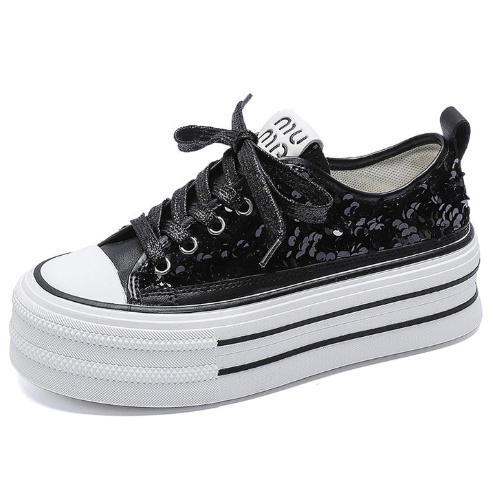 Dame Mode Plateausneakers med glitrende overmateriale Stilla