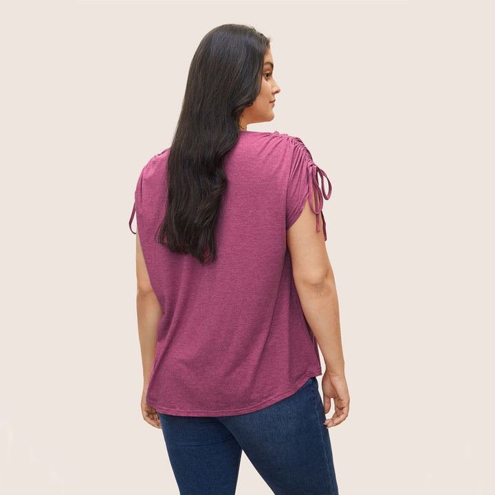 Dame casual viscose top med sidelæns bånd Skovae