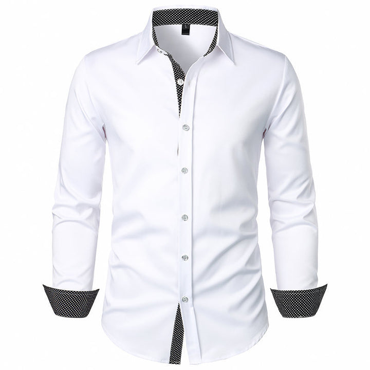 Herrer Skræddersyet Formelt Button-Up Skjorte med Kontrast Manschette Detaljer Stilla