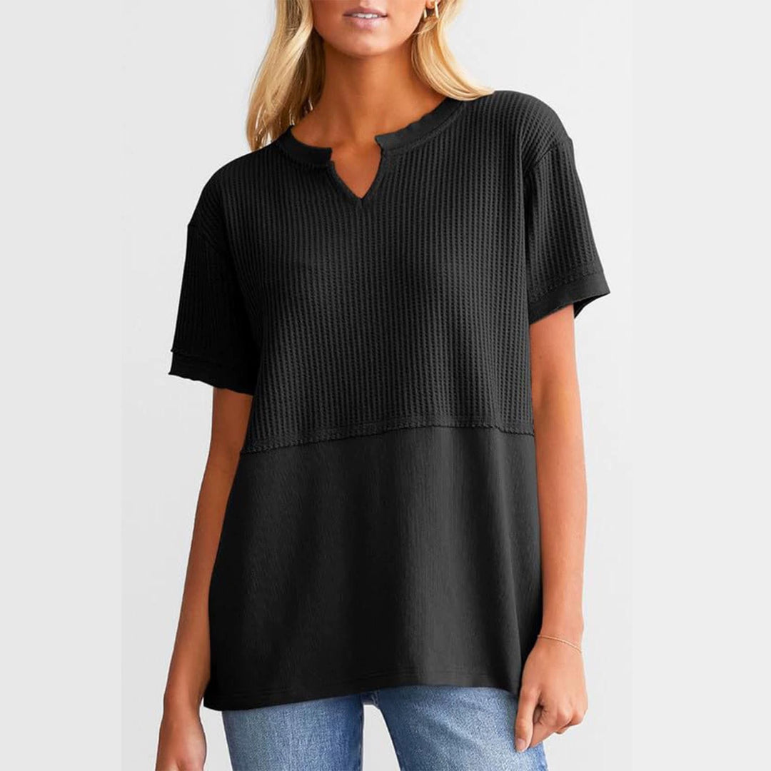 Dame afslappet kortærmet T-shirt med V-udskæring Stilla