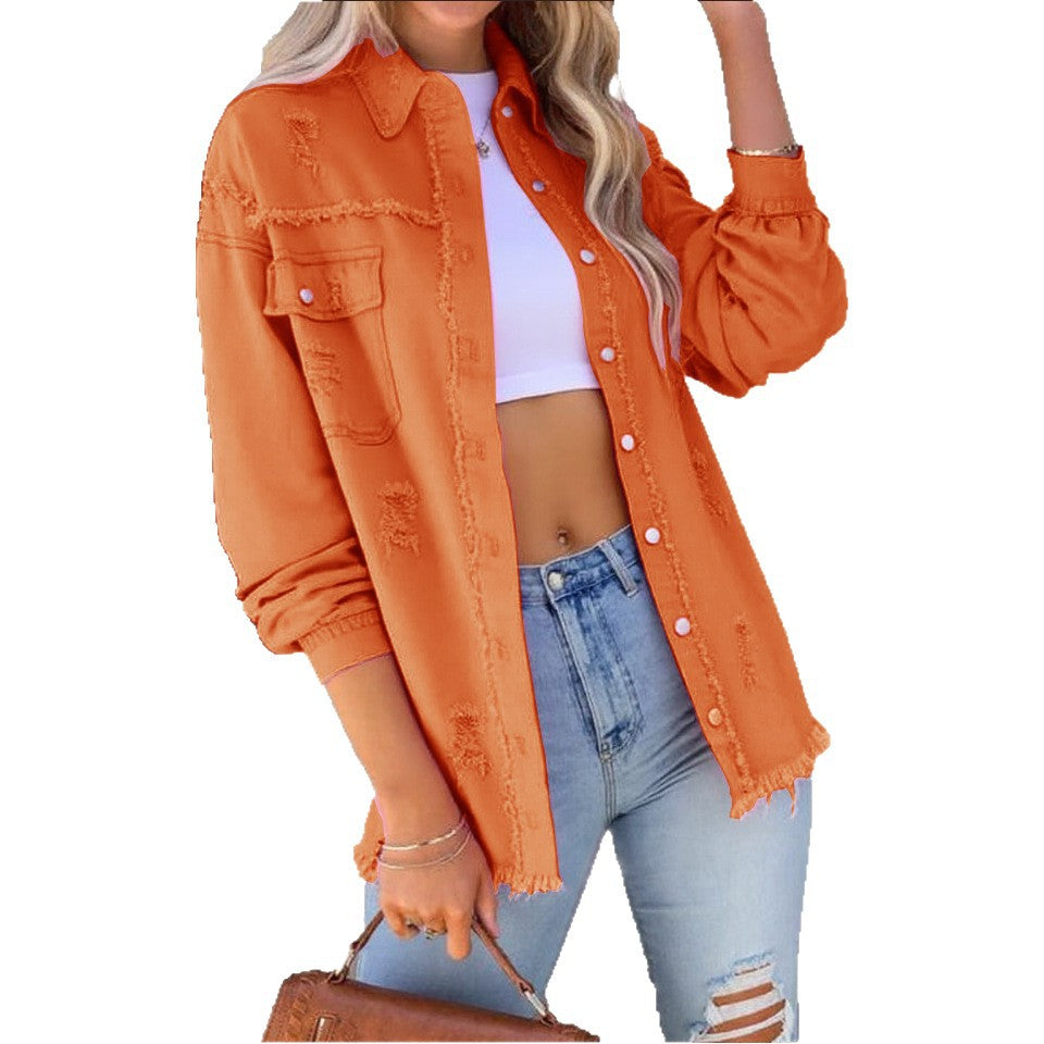 Dame mode Overshirt med ødelagte detaljer Stilla