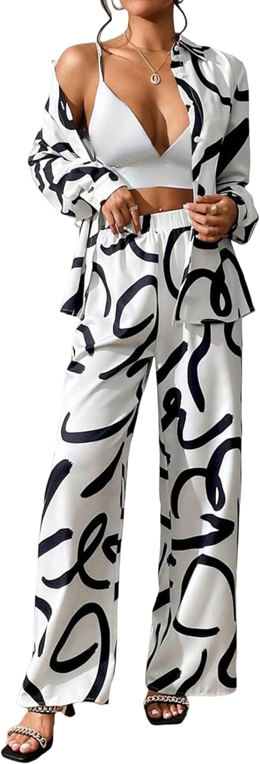Dame Elegant og moderne fritids-loungewear-sæt i abstrakt design Stilla