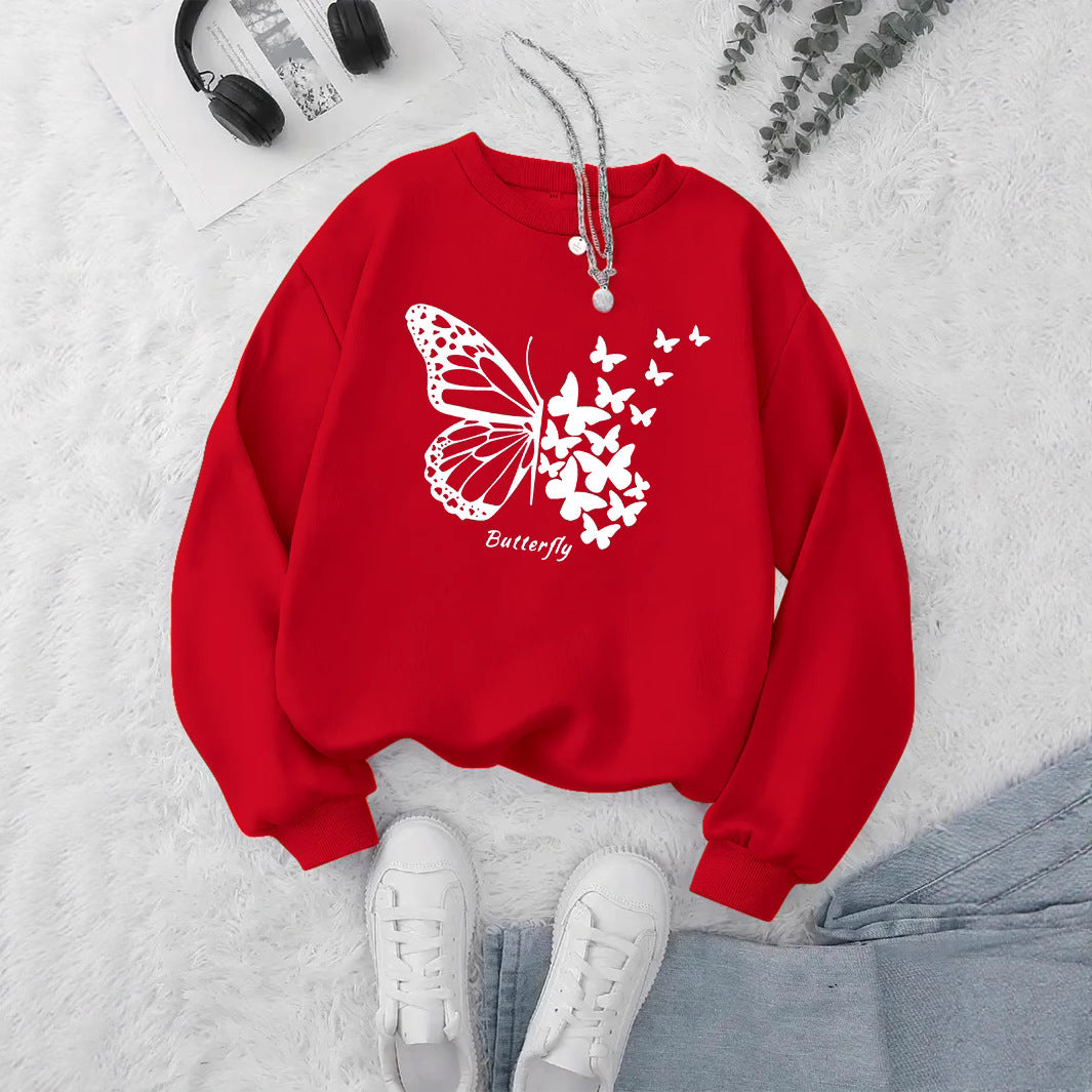 Kvinders sweatshirt med kreativ sommerfuglemotiv og afslappet snit Stilla