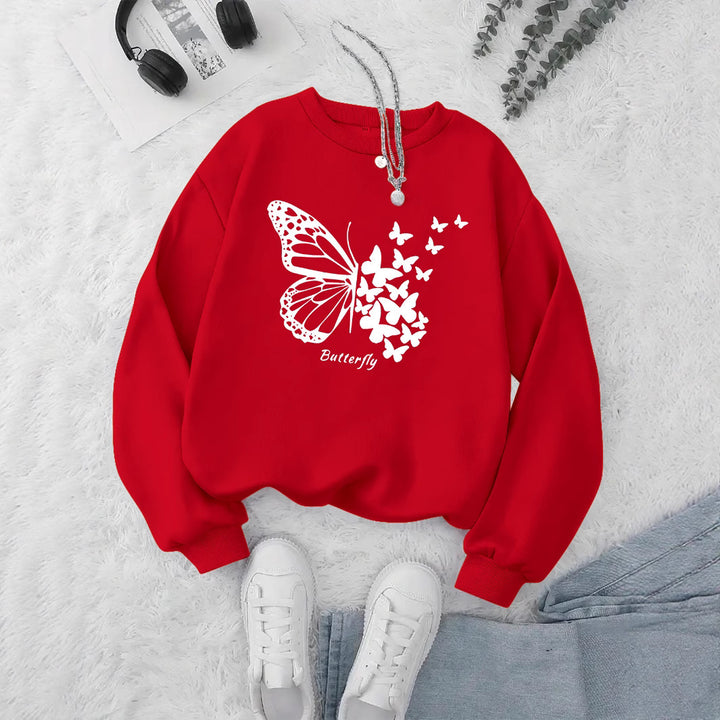 Kvinders sweatshirt med kreativ sommerfuglemotiv og afslappet snit Stilla