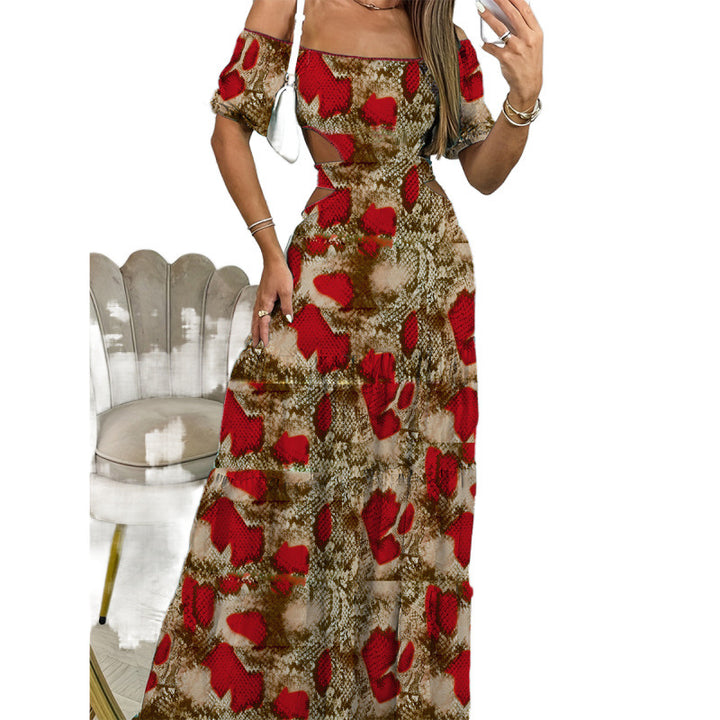 Dame Off-Shoulder Cutout Maxikjole med lagdelt kanten Stilla