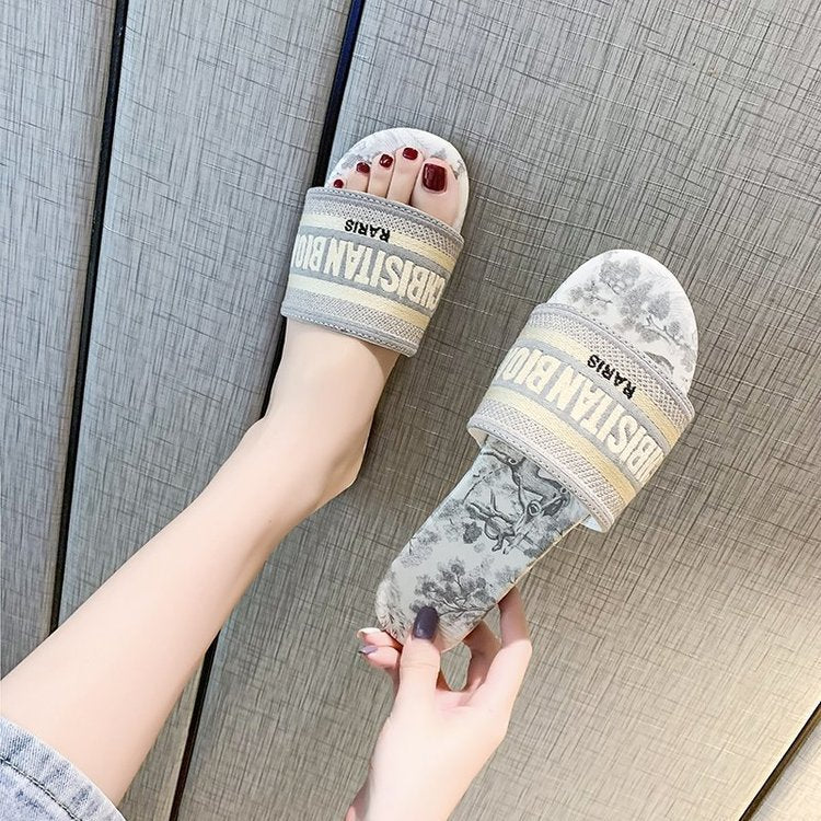 Dame slide-sandaler med blødt fodseng og elegant skrifttype Stilla