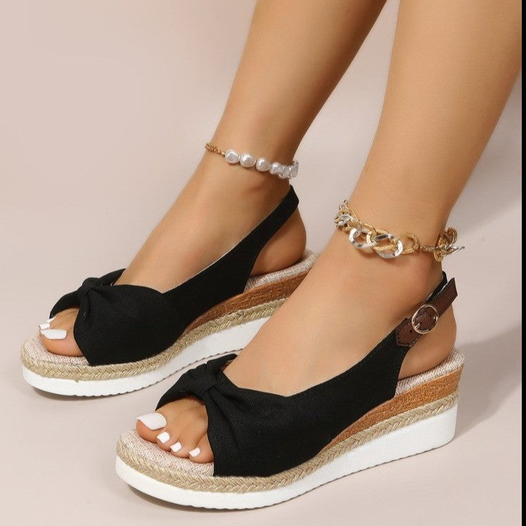 Dame Wedge-sandaler med elegant knude og komfortabelt fodseng Stilla