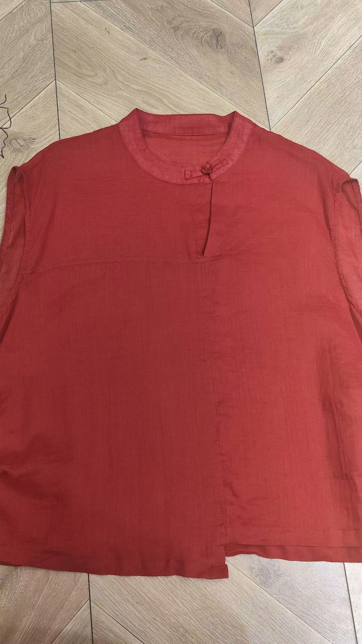 Femme Let Mandarin-krave Bluse Stilla