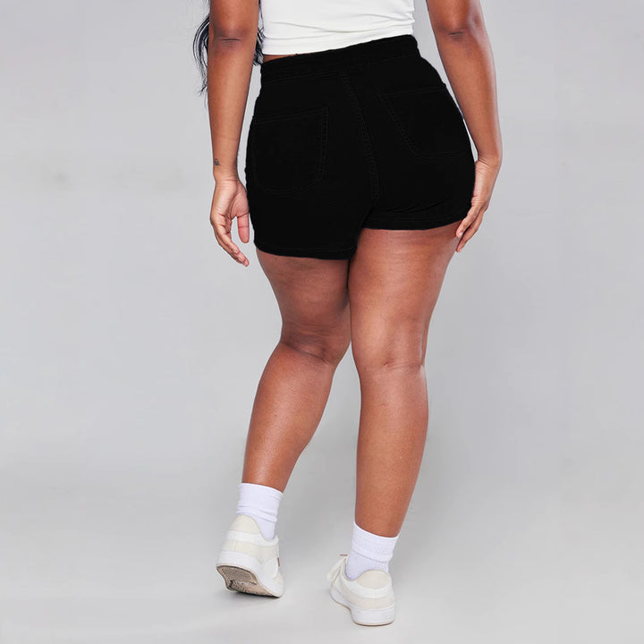 Dame Højtaljede Jeansshorts i moderigtigt design med figursyende snit Stilla
