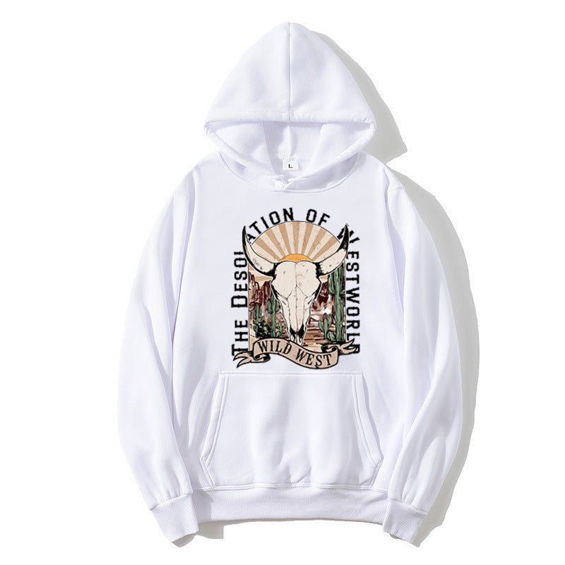 Dame hoodie med nostalgisk Wild West design Skovae