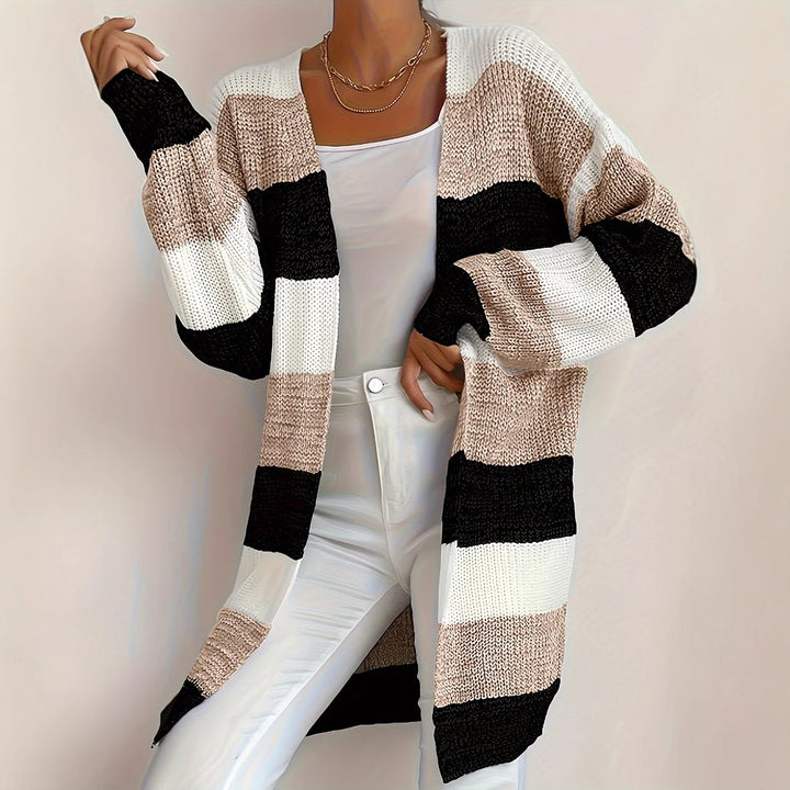 Dame stribet åben strik cardigan Stilla