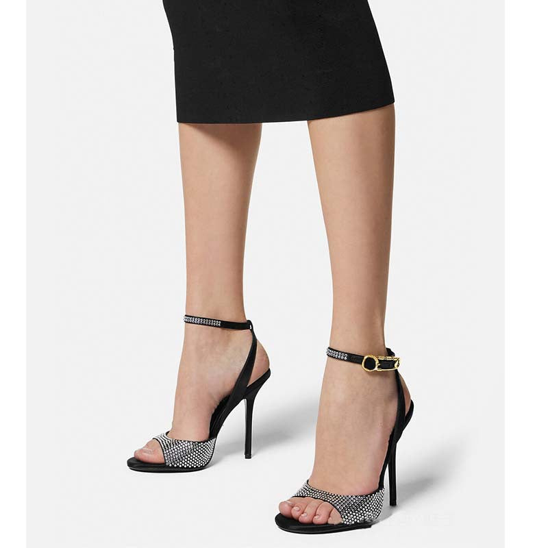 Dame High-Stiletto Sandaler med strassdekoration og ankelrem Stilla