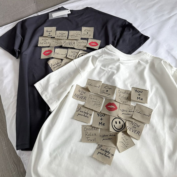 Dame T-shirt med kreativt tryk og motiverende budskaber Stilla