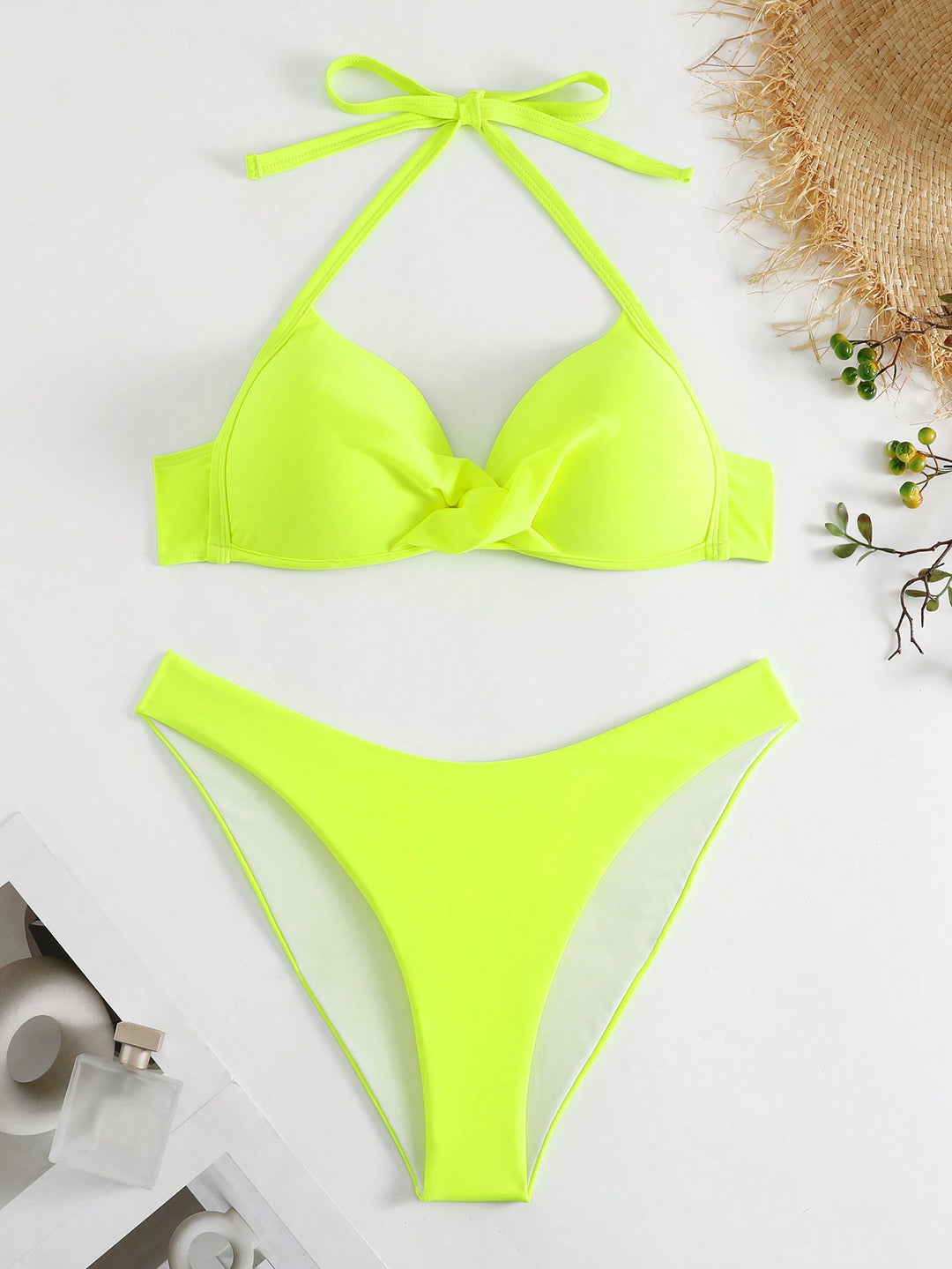Femme Triangular Knot Detail Bikini Sæt Stilla
