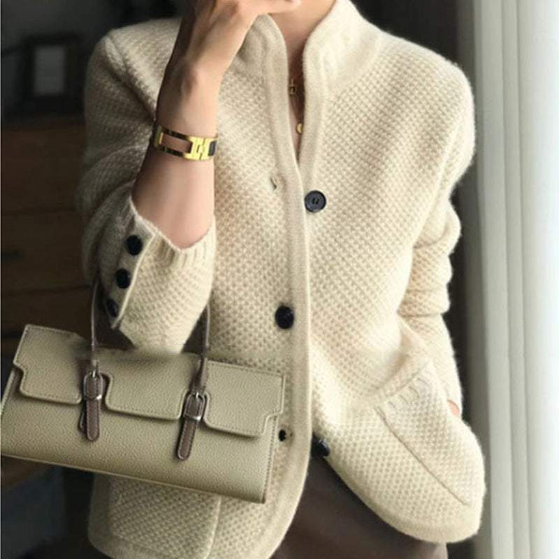 Femme Struktur Strik Cardigan med Overdimensionerede Lommer Stilla