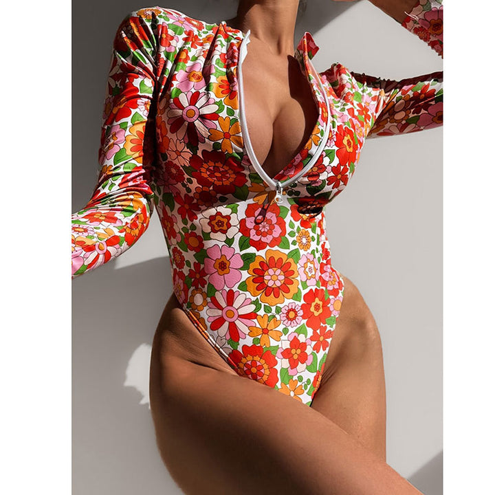 Damer Sporty Langærmet Badedragt med blomsterprint og lynlås Stilla